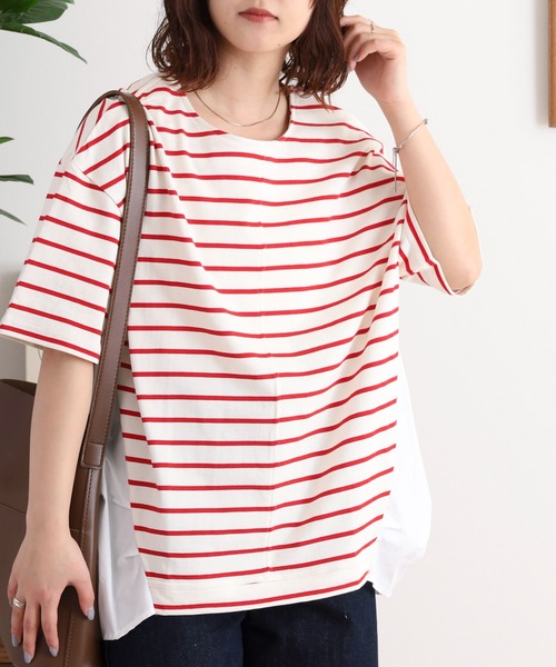 Arinomama(アリノママ)の「異素材切替タックトップス(Tシャツ/カットソー・レディース・イエロー系/グリーン系その他/レッド系/グレー系その他・FREE)」の10枚目の写真