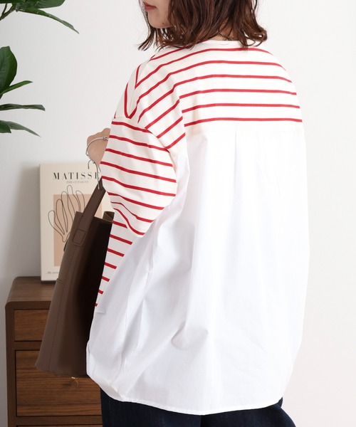 Arinomama(アリノママ)の「異素材切替タックトップス(Tシャツ/カットソー・レディース・イエロー系/グリーン系その他/レッド系/グレー系その他・FREE)」の12枚目の写真