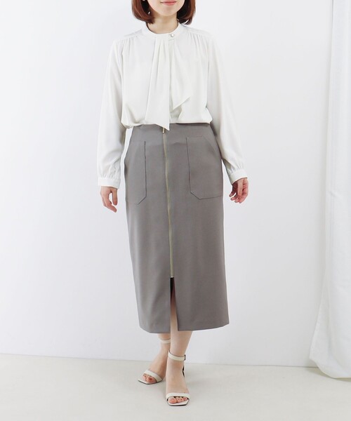 MICO COULIER（ミコクリエ）の「DRYホップサック フロントファスナースカート（スカート・レディース・ベージュ/グレー/ブラック・36/38）」の7枚目の写真