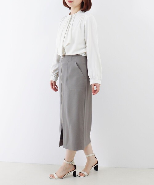 MICO COULIER（ミコクリエ）の「DRYホップサック フロントファスナースカート（スカート・レディース・ベージュ/グレー/ブラック・36/38）」の6枚目の写真