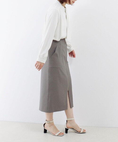 MICO COULIER（ミコクリエ）の「DRYホップサック フロントファスナースカート（スカート・レディース・ベージュ/グレー/ブラック・36/38）」の5枚目の写真