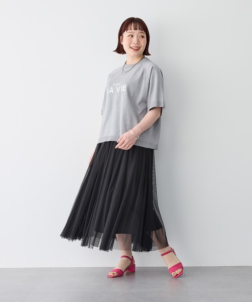 anyfee(エニフィー)の「【anyfee/プラスサイズ】刺繍ロゴ入り半袖ニットトップス(ニット/セーター・レディース・ネイビー/杢グレー・LL/3L/4L/5L)」の15枚目の写真