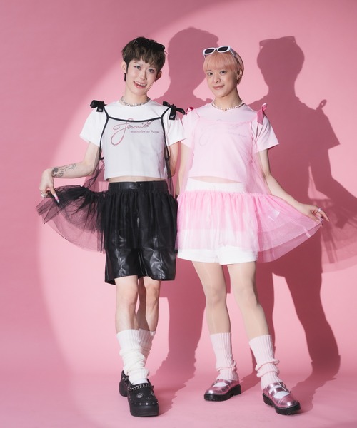 INTER FACTORY(インターファクトリー)の「ててみ - チュールキャミトップス made in INTER FACTORY(その他トップス・レディース・ピンク/ブラック・FREE)」の12枚目の写真
