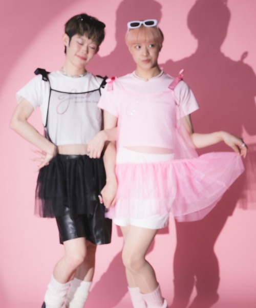 INTER FACTORY(インターファクトリー)の「ててみ - チュールキャミトップス made in INTER FACTORY(その他トップス・レディース・ピンク/ブラック・FREE)」の10枚目の写真