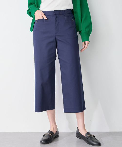 Petit Honfleur(プチオンフルール)の「ストレッチクロップドパンツ【ウエストゴム】(スラックス・レディース・ネイビー/ベージュ・M/L)」の10枚目の写真