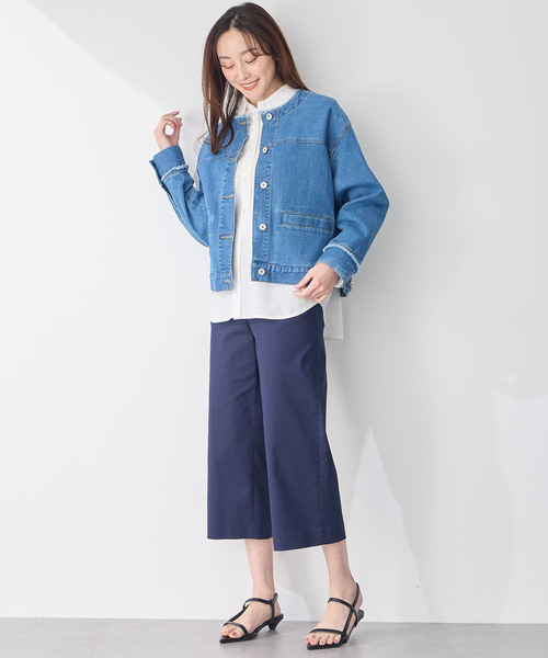 Petit Honfleur(プチオンフルール)の「ストレッチクロップドパンツ【ウエストゴム】(スラックス・レディース・ネイビー/ベージュ・M/L)」の15枚目の写真