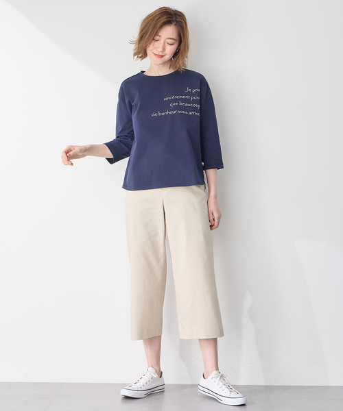 Petit Honfleur(プチオンフルール)の「ストレッチクロップドパンツ【ウエストゴム】(スラックス・レディース・ネイビー/ベージュ・M/L)」の16枚目の写真