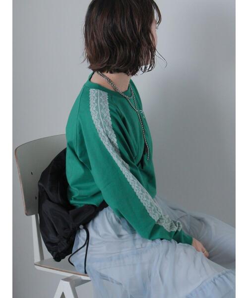 ehka sopo（エヘカソポ）の「袖レースロンT（Tシャツ/カットソー・レディース・ネイビー/グリーン/オフホワイト・F）」の15枚目の写真