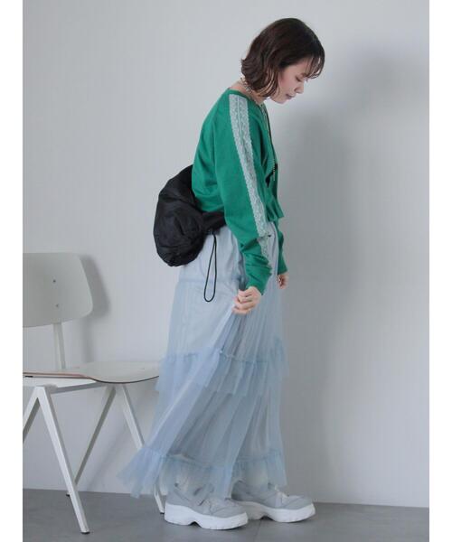 ehka sopo（エヘカソポ）の「袖レースロンT（Tシャツ/カットソー・レディース・ネイビー/グリーン/オフホワイト・F）」の19枚目の写真