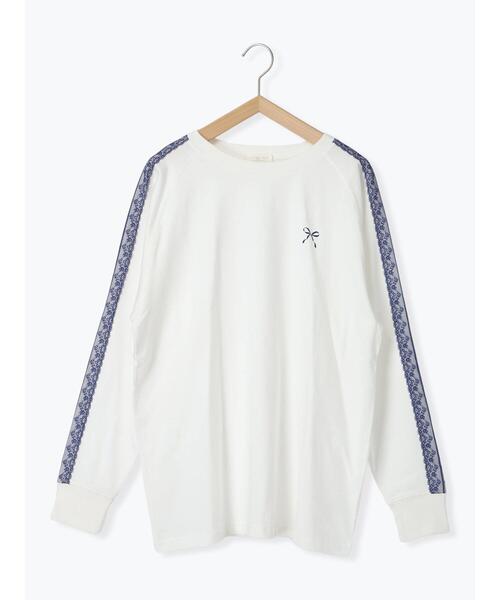 ehka sopo（エヘカソポ）の「袖レースロンT（Tシャツ/カットソー・レディース・ネイビー/グリーン/オフホワイト・F）」の5枚目の写真
