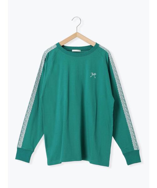 ehka sopo（エヘカソポ）の「袖レースロンT（Tシャツ/カットソー・レディース・ネイビー/グリーン/オフホワイト・F）」の6枚目の写真