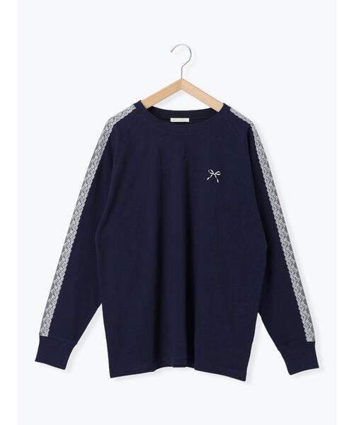 ehka sopo（エヘカソポ）の「袖レースロンT（Tシャツ/カットソー・レディース・ネイビー/グリーン/オフホワイト・F）」の7枚目の写真