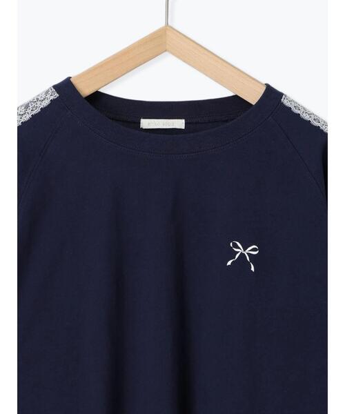 ehka sopo（エヘカソポ）の「袖レースロンT（Tシャツ/カットソー・レディース・ネイビー/グリーン/オフホワイト・F）」の9枚目の写真