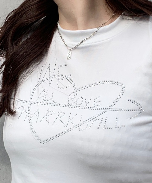lilful(リルフル)の「ラインストーン ハートレタリングロゴ コンパクトピチT(Tシャツ/カットソー・レディース・ホワイト/ブラック・M/S)」の17枚目の写真