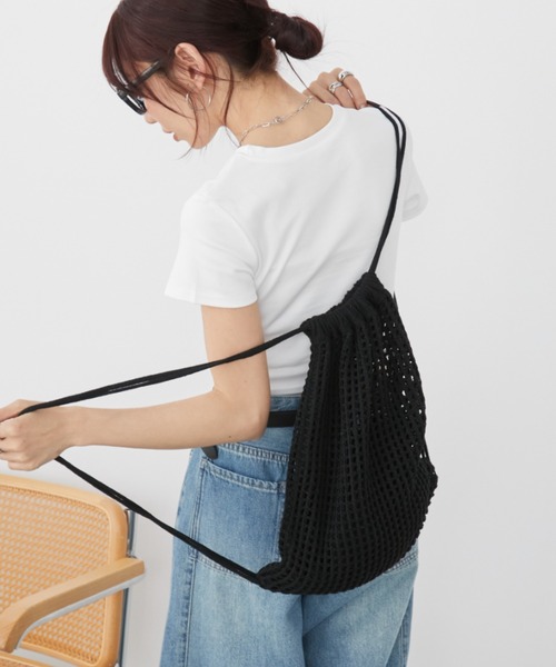 KNITLY ネットロープ ニット バックパック　バッグ MUSINSA公式 | KNITLY Net rope knit backpack_Charcoal Navy