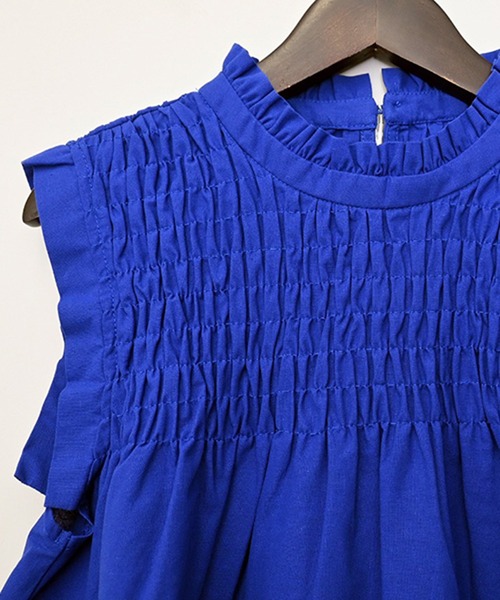 STYLEBLOCK（スタイルブロック）の「リネンタッチシャーリングノースリーブワンピース（ワンピース・レディース・ブルー/カーキ/ブラック/レッド・M）」の7枚目の写真