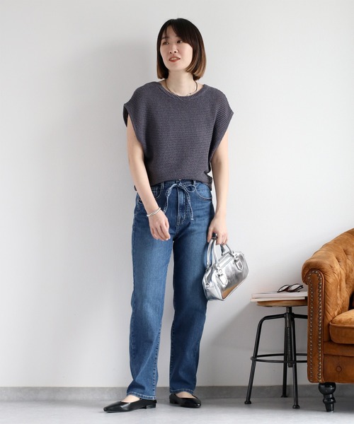 cepo(セポ)の「〈前後2way〉畦編みクロスベスト(ベスト・レディース・オフホワイト/チャコール/グレイッシュベージュ・M)」の18枚目の写真