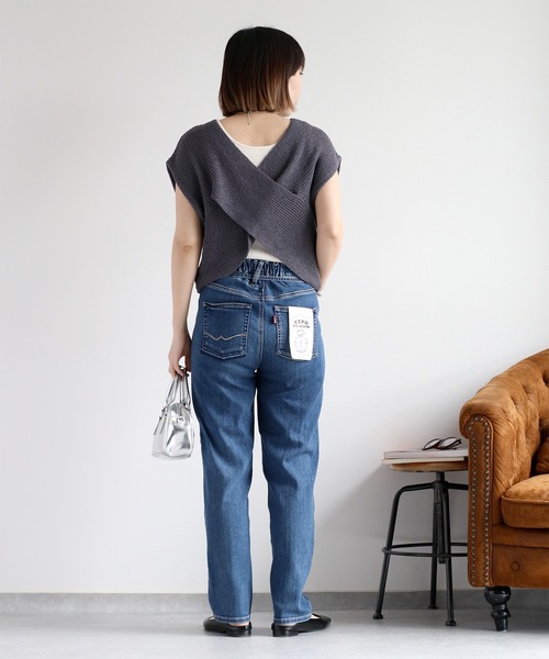 cepo(セポ)の「〈前後2way〉畦編みクロスベスト(ベスト・レディース・オフホワイト/チャコール/グレイッシュベージュ・M)」の20枚目の写真