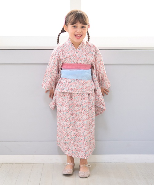 M-523 大人浴衣　絞　２枚　　子供浴衣　２枚 おまとめ売り材料 セール】【浴衣】簡単着付け♪柄アソート・2wayセパレートタイプ(帯2枚