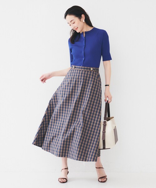 UNTITLED(アンタイトル)の「【後ろウエストゴム/洗える】ギンガムチェックAラインスカート(スカート・レディース・ブラウン系その他3/ブラック系1・46/48/50/00/01/02/03/44/42/04)」の15枚目の写真
