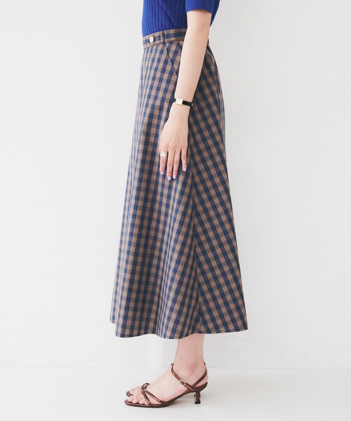 UNTITLED(アンタイトル)の「【後ろウエストゴム/洗える】ギンガムチェックAラインスカート(スカート・レディース・ブラウン系その他3/ブラック系1・46/48/50/00/01/02/03/44/42/04)」の7枚目の写真