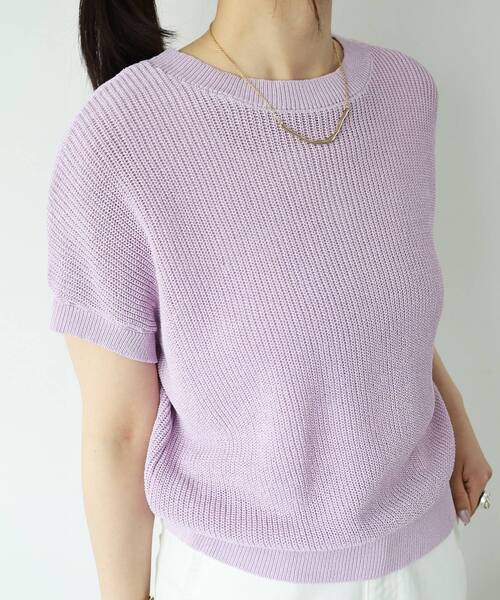 le.coeur blanc（ルクールブラン）の「ペーパーヤーン畦編み2WAYニット（ニット/セーター・レディース・ベージュ/オフホワイト/ラベンダー/ネイビー・38）」の6枚目の写真