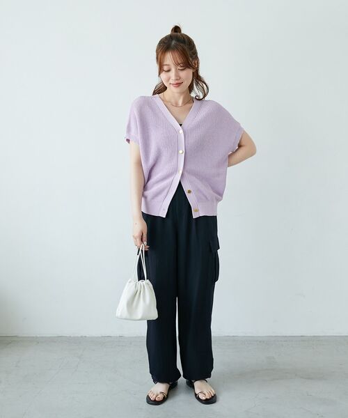 le.coeur blanc（ルクールブラン）の「ペーパーヤーン畦編み2WAYニット（ニット/セーター・レディース・ベージュ/オフホワイト/ラベンダー/ネイビー・38）」の8枚目の写真