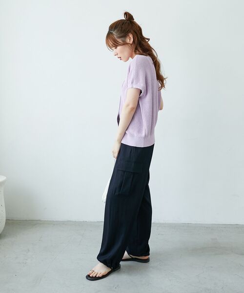 le.coeur blanc（ルクールブラン）の「ペーパーヤーン畦編み2WAYニット（ニット/セーター・レディース・ベージュ/オフホワイト/ラベンダー/ネイビー・38）」の9枚目の写真