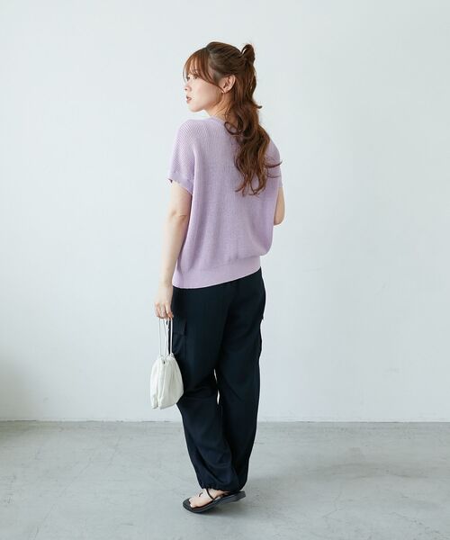 le.coeur blanc（ルクールブラン）の「ペーパーヤーン畦編み2WAYニット（ニット/セーター・レディース・ベージュ/オフホワイト/ラベンダー/ネイビー・38）」の10枚目の写真