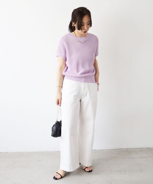 le.coeur blanc（ルクールブラン）の「ペーパーヤーン畦編み2WAYニット（ニット/セーター・レディース・ベージュ/オフホワイト/ラベンダー/ネイビー・38）」の11枚目の写真