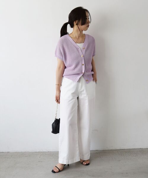 le.coeur blanc（ルクールブラン）の「ペーパーヤーン畦編み2WAYニット（ニット/セーター・レディース・ベージュ/オフホワイト/ラベンダー/ネイビー・38）」の12枚目の写真