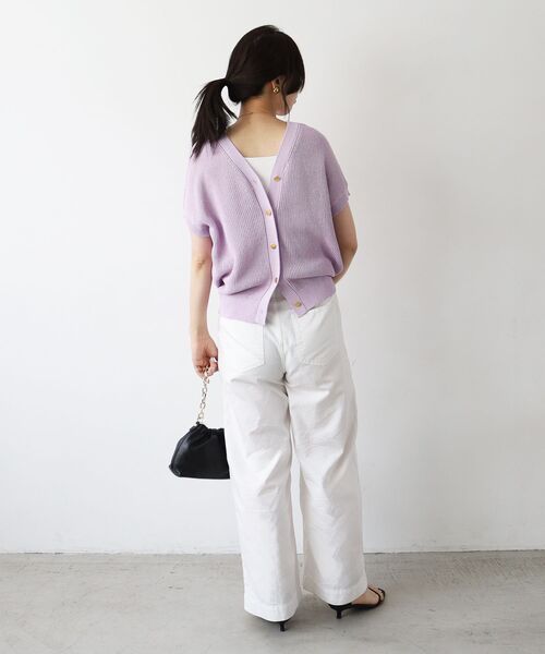 le.coeur blanc（ルクールブラン）の「ペーパーヤーン畦編み2WAYニット（ニット/セーター・レディース・ベージュ/オフホワイト/ラベンダー/ネイビー・38）」の14枚目の写真