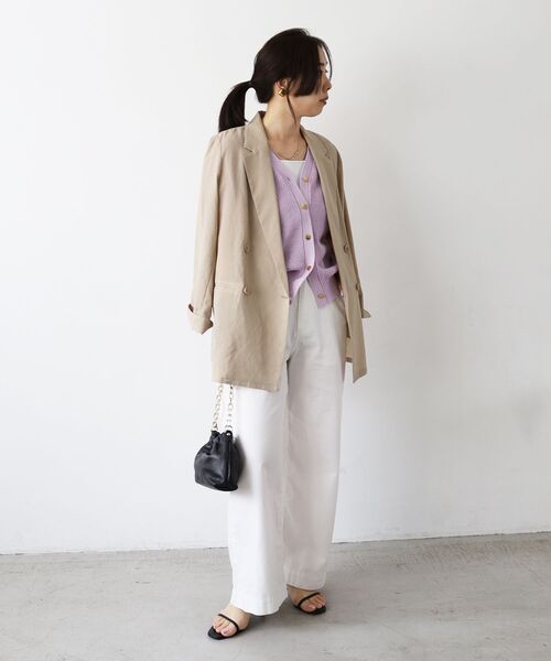 le.coeur blanc（ルクールブラン）の「ペーパーヤーン畦編み2WAYニット（ニット/セーター・レディース・ベージュ/オフホワイト/ラベンダー/ネイビー・38）」の15枚目の写真