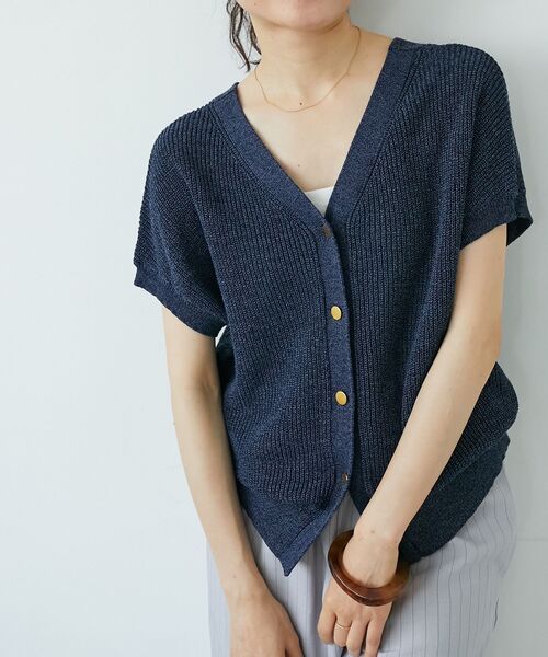 le.coeur blanc（ルクールブラン）の「ペーパーヤーン畦編み2WAYニット（ニット/セーター・レディース・ベージュ/オフホワイト/ラベンダー/ネイビー・38）」の17枚目の写真