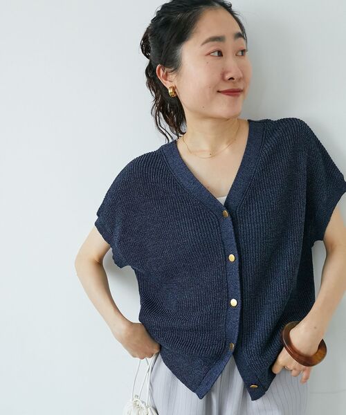 le.coeur blanc（ルクールブラン）の「ペーパーヤーン畦編み2WAYニット（ニット/セーター・レディース・ベージュ/オフホワイト/ラベンダー/ネイビー・38）」の19枚目の写真