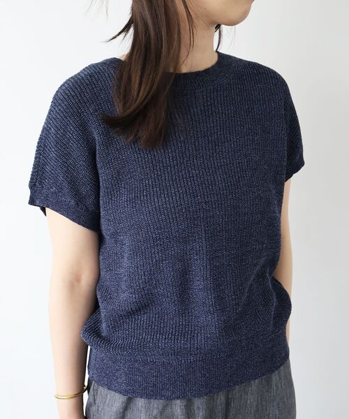 le.coeur blanc（ルクールブラン）の「ペーパーヤーン畦編み2WAYニット（ニット/セーター・レディース・ベージュ/オフホワイト/ラベンダー/ネイビー・38）」の21枚目の写真