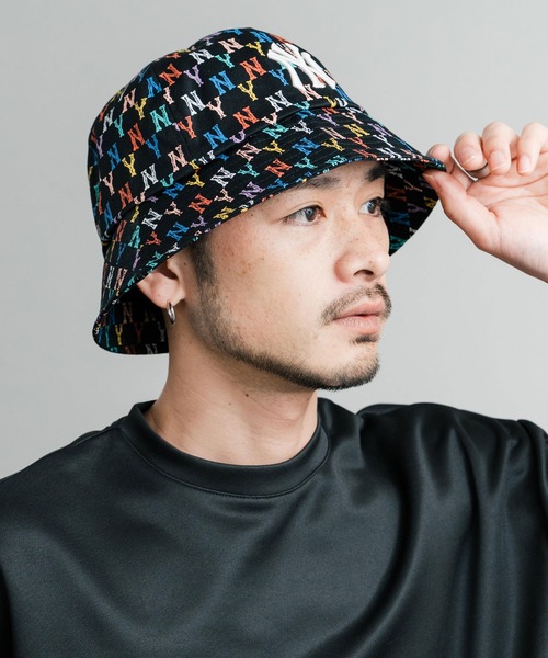 ★韓国の人気★【MLB】★DIA MONOGRAM POINT BUCKET HA.T★ エムエルビーコリア MLB Korea Denim Dia Monogram Bucket Hat