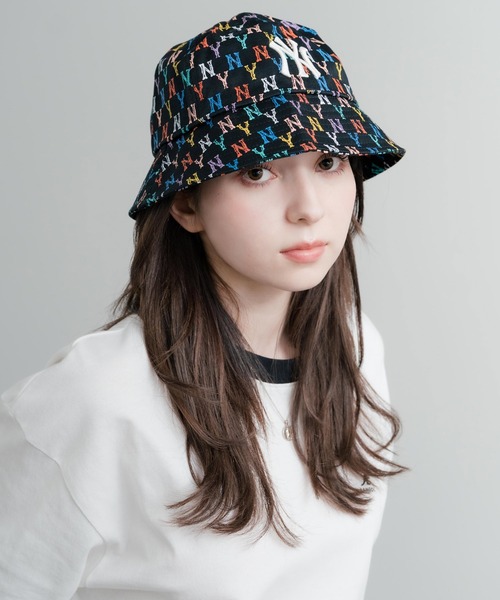 ★韓国の人気★【MLB】★DIA MONOGRAM POINT BUCKET HA.T★ セール】MLB Korea エムエルビーコリア Monogram Rainbow NY