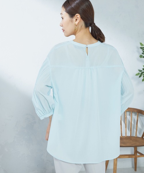 GALLORIA(ギャローリア)の「袖プリーツブラウス(シャツ/ブラウス・レディース・スモークピンク/ネイビー/ライトブルー・LL/S/M/L)」の4枚目の写真