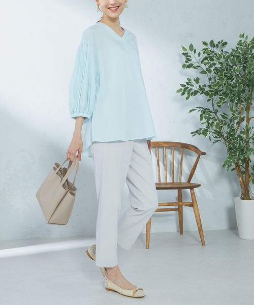 GALLORIA(ギャローリア)の「袖プリーツブラウス(シャツ/ブラウス・レディース・スモークピンク/ネイビー/ライトブルー・LL/S/M/L)」の7枚目の写真