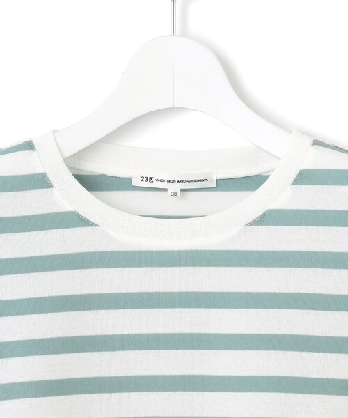 【洗える】シアーフライスボーダー Tシャツ 23区 tシャツ 「洗える」シアーフライスボーダー Tシャツ