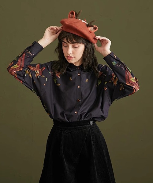ABBEY MARKET(アビーマーケット)の「Camoooni 長袖 小鹿デザインブラウス(シャツ/ブラウス・レディース・ブラック・MEDIUM/LARGE/SMALL)」の12枚目の写真
