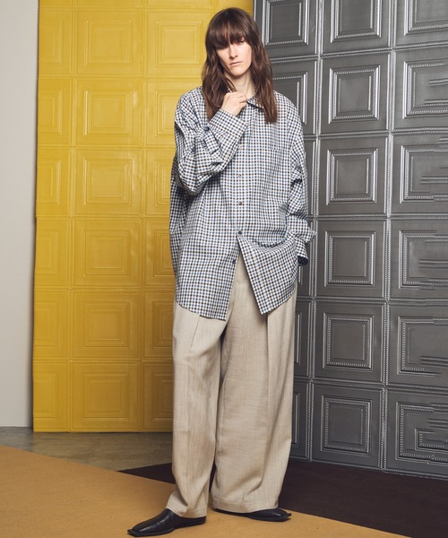 MAISON SPECIAL（メゾンスペシャル）の「《UNISEX》Triacetate Prime-Wide Two-tuck Slacks/トリアセテートプライムワイドツータックスラックス【MAISON SPECIAL/メゾンスペシャル】■セットアップ対応■（スラックス・メンズ・ブラック/グレイッシュベージュ/チャコールグレー/ブルー・0/1/2）」の14枚目の写真