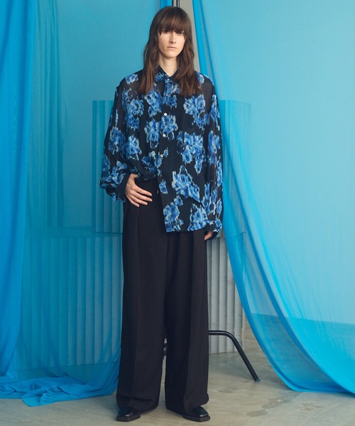 MAISON SPECIAL（メゾンスペシャル）の「《UNISEX》Triacetate Prime-Wide Two-tuck Slacks/トリアセテートプライムワイドツータックスラックス【MAISON SPECIAL/メゾンスペシャル】■セットアップ対応■（スラックス・メンズ・ブラック/グレイッシュベージュ/チャコールグレー/ブルー・0/1/2）」の9枚目の写真