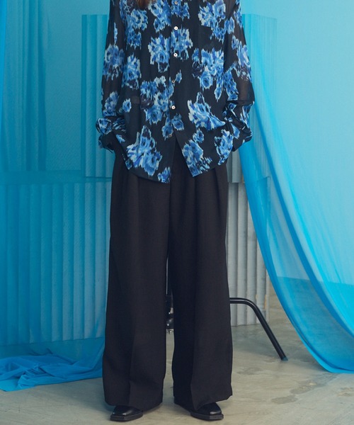 MAISON SPECIAL（メゾンスペシャル）の「《UNISEX》Triacetate Prime-Wide Two-tuck Slacks/トリアセテートプライムワイドツータックスラックス【MAISON SPECIAL/メゾンスペシャル】■セットアップ対応■（スラックス・メンズ・ブラック/グレイッシュベージュ/チャコールグレー/ブルー・0/1/2）」の22枚目の写真