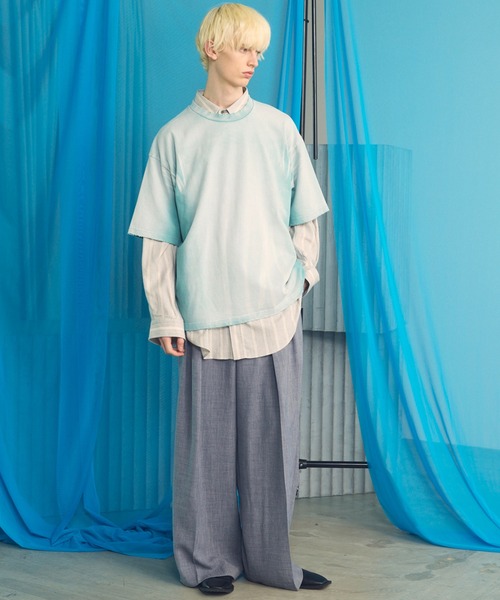 MAISON SPECIAL（メゾンスペシャル）の「《UNISEX》Triacetate Prime-Wide Two-tuck Slacks/トリアセテートプライムワイドツータックスラックス【MAISON SPECIAL/メゾンスペシャル】■セットアップ対応■（スラックス・メンズ・ブラック/グレイッシュベージュ/チャコールグレー/ブルー・0/1/2）」の6枚目の写真