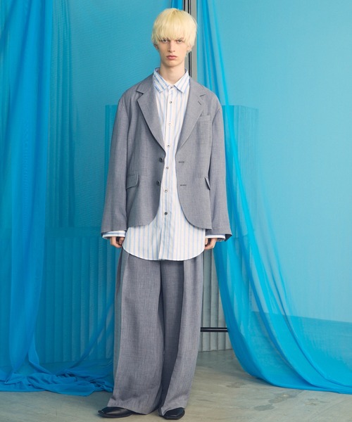MAISON SPECIAL（メゾンスペシャル）の「《UNISEX》Triacetate Prime-Wide Two-tuck Slacks/トリアセテートプライムワイドツータックスラックス【MAISON SPECIAL/メゾンスペシャル】■セットアップ対応■（スラックス・メンズ・ブラック/グレイッシュベージュ/チャコールグレー/ブルー・0/1/2）」の8枚目の写真