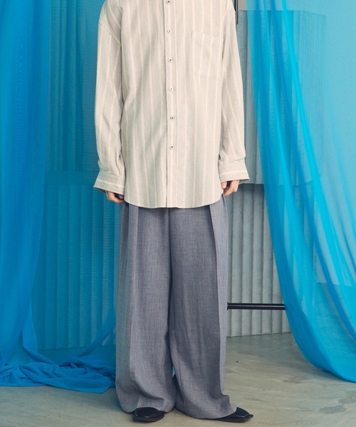 MAISON SPECIAL（メゾンスペシャル）の「《UNISEX》Triacetate Prime-Wide Two-tuck Slacks/トリアセテートプライムワイドツータックスラックス【MAISON SPECIAL/メゾンスペシャル】■セットアップ対応■（スラックス・メンズ・ブラック/グレイッシュベージュ/チャコールグレー/ブルー・0/1/2）」の19枚目の写真