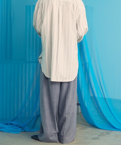 MAISON SPECIAL（メゾンスペシャル）の「《UNISEX》Triacetate Prime-Wide Two-tuck Slacks/トリアセテートプライムワイドツータックスラックス【MAISON SPECIAL/メゾンスペシャル】■セットアップ対応■（スラックス・メンズ・ブラック/グレイッシュベージュ/チャコールグレー/ブルー・0/1/2）」の21枚目の写真
