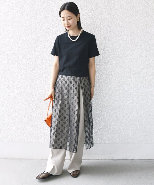 SHIPS(シップス)の「【WEB限定】ラッセル レース ドッキング TEE(Tシャツ/カットソー・レディース・ブラック/オフホワイト・ONE SIZE)」の17枚目の写真